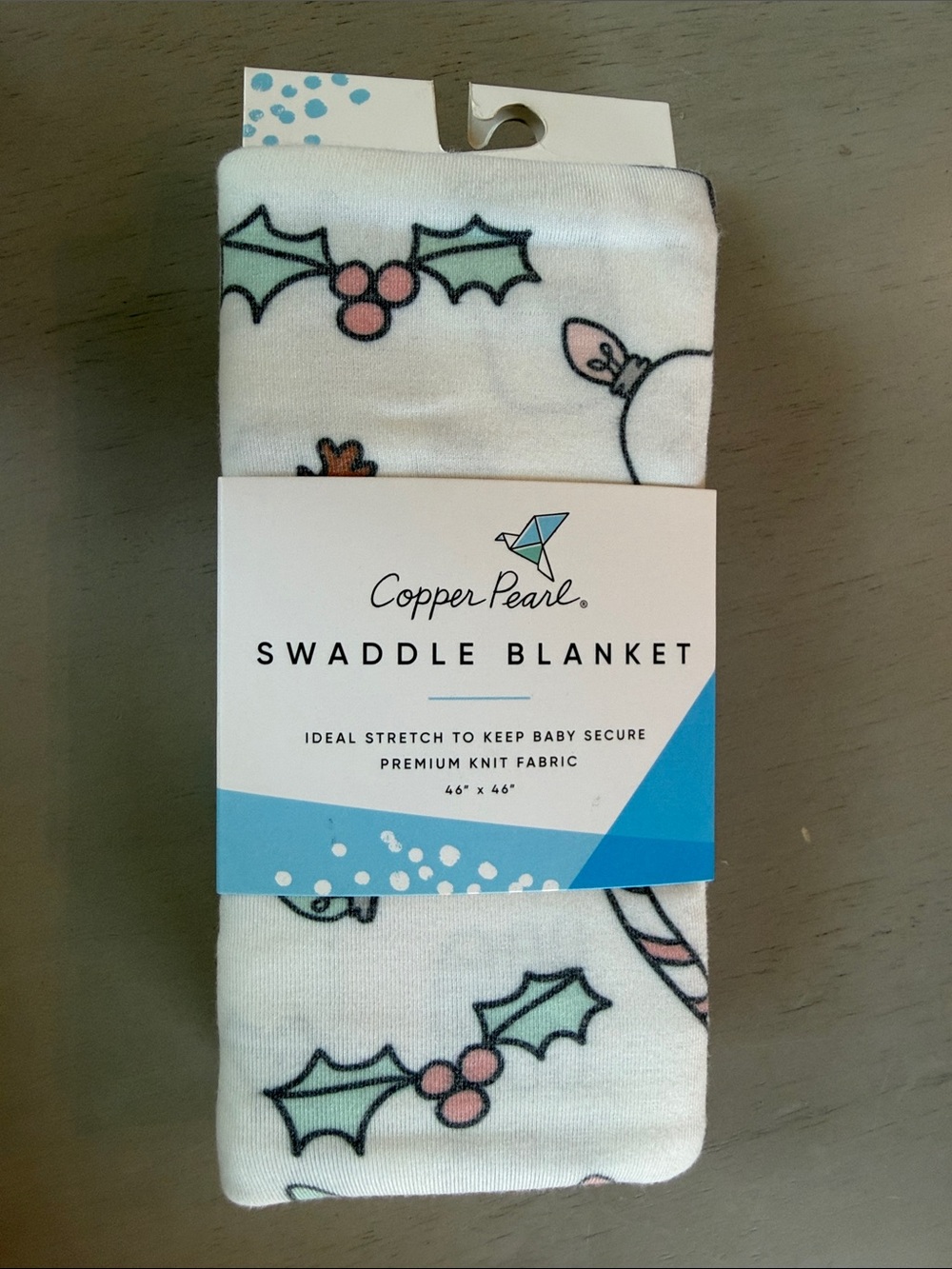 Brand New Copper Pearl Christmas Holly Swaddle Blanket 46 x 46